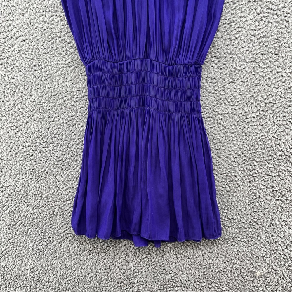 Ramy Brook Dress Womens Large Purple Pleated Halter Blouson Mini Party Cocktail - Picture 2 of 13